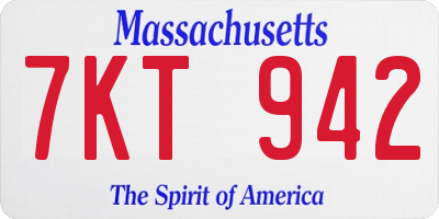 MA license plate 7KT942