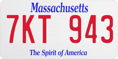 MA license plate 7KT943