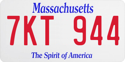 MA license plate 7KT944