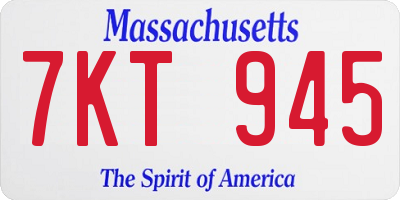 MA license plate 7KT945