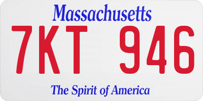 MA license plate 7KT946