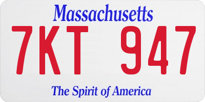 MA license plate 7KT947