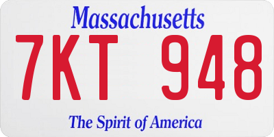 MA license plate 7KT948