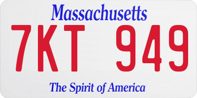 MA license plate 7KT949