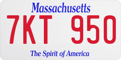 MA license plate 7KT950