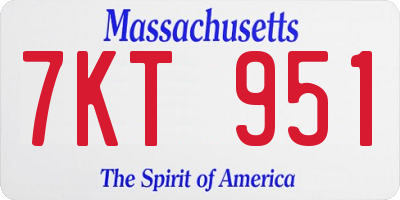 MA license plate 7KT951