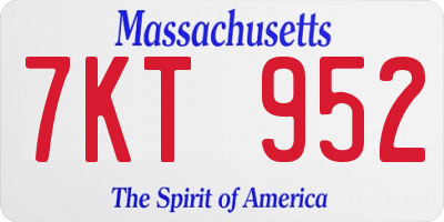 MA license plate 7KT952
