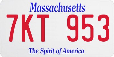 MA license plate 7KT953