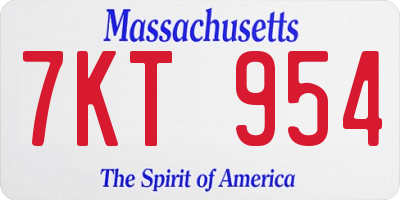MA license plate 7KT954