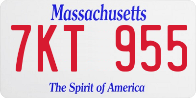 MA license plate 7KT955