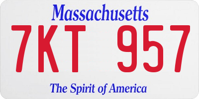 MA license plate 7KT957