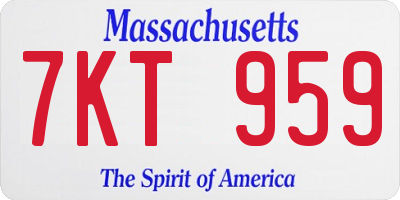MA license plate 7KT959