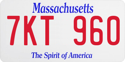 MA license plate 7KT960