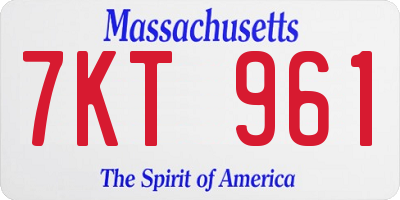 MA license plate 7KT961