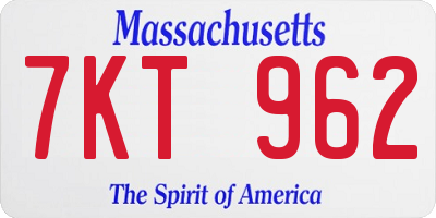 MA license plate 7KT962