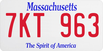 MA license plate 7KT963