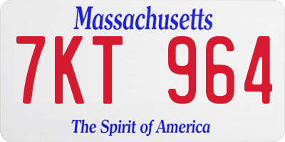 MA license plate 7KT964