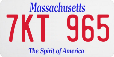 MA license plate 7KT965
