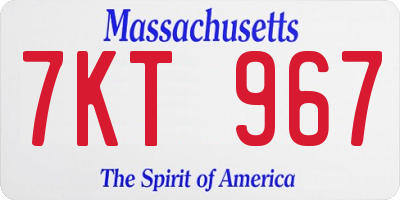 MA license plate 7KT967