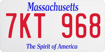 MA license plate 7KT968