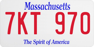MA license plate 7KT970