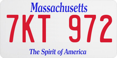 MA license plate 7KT972