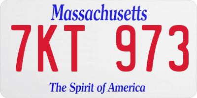 MA license plate 7KT973