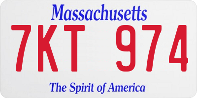 MA license plate 7KT974