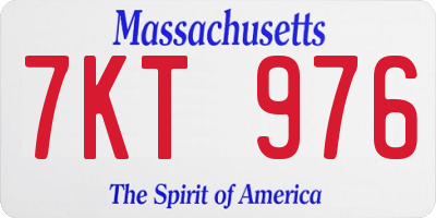 MA license plate 7KT976