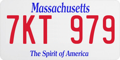 MA license plate 7KT979