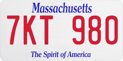 MA license plate 7KT980