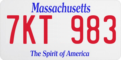 MA license plate 7KT983