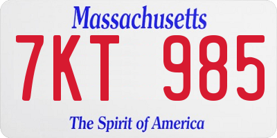 MA license plate 7KT985