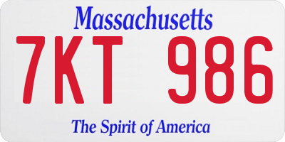 MA license plate 7KT986