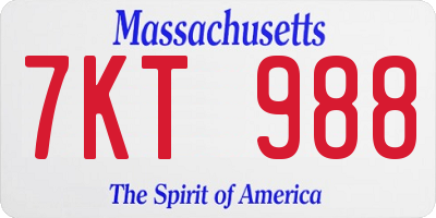 MA license plate 7KT988