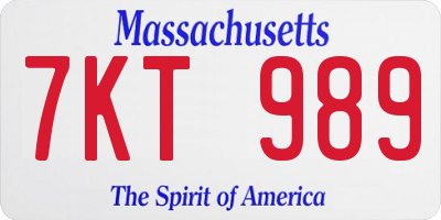 MA license plate 7KT989