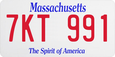 MA license plate 7KT991