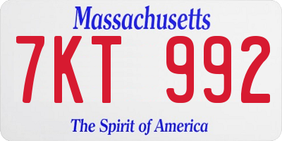 MA license plate 7KT992
