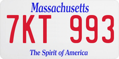 MA license plate 7KT993