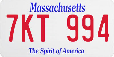 MA license plate 7KT994
