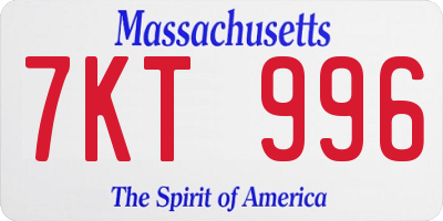 MA license plate 7KT996