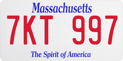 MA license plate 7KT997