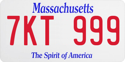 MA license plate 7KT999