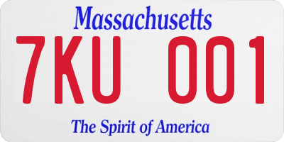 MA license plate 7KU001