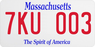 MA license plate 7KU003