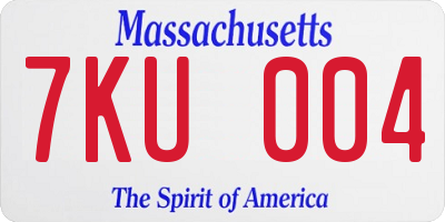 MA license plate 7KU004