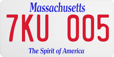 MA license plate 7KU005