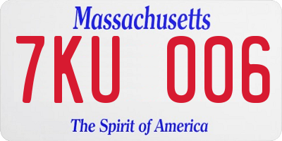 MA license plate 7KU006