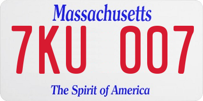 MA license plate 7KU007