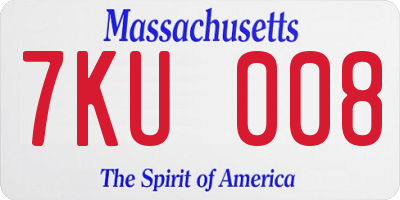 MA license plate 7KU008